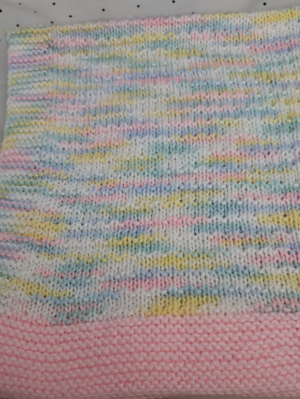 Variegrated Wool Hand Knitted Crochet Baby Blanket